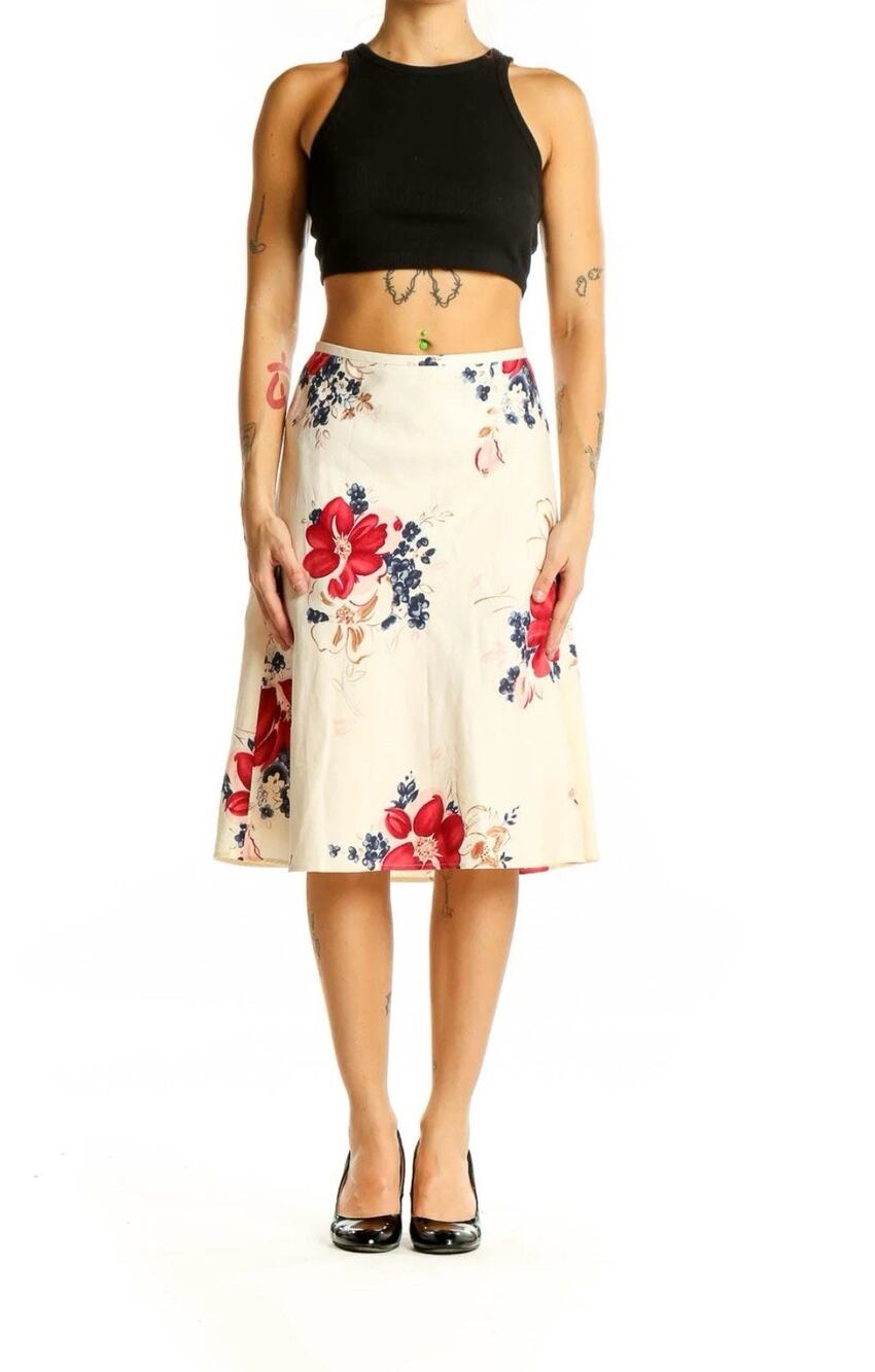 Ann Taylor Skirt Womens Sz 0 Floral Print Lightweight Silk Blend Career Casual